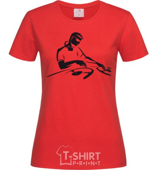 Women's T-shirt DJ at the console red фото