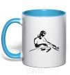 Mug with a colored handle DJ at the console sky-blue фото
