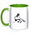 Mug with a colored handle DJ at the console kelly-green фото