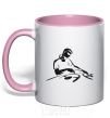 Mug with a colored handle DJ at the console light-pink фото