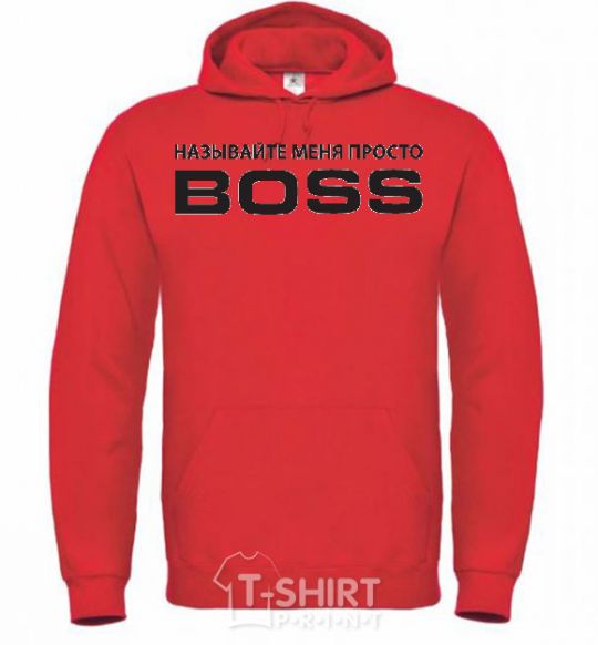 Men`s hoodie Just call me boss bright-red фото