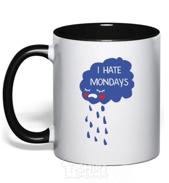 Mug with a colored handle I HATE MONDAYS black фото