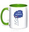 Mug with a colored handle I HATE MONDAYS kelly-green фото