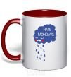 Mug with a colored handle I HATE MONDAYS red фото