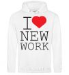 Men`s hoodie I LOVE NEW WORK White фото