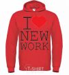 Men`s hoodie I LOVE NEW WORK bright-red фото