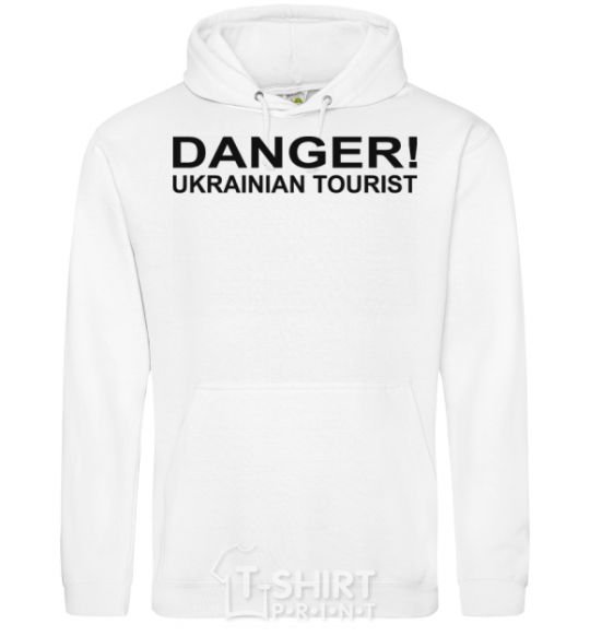 Men`s hoodie DANGER! UKRAINIAN TOURIST White фото