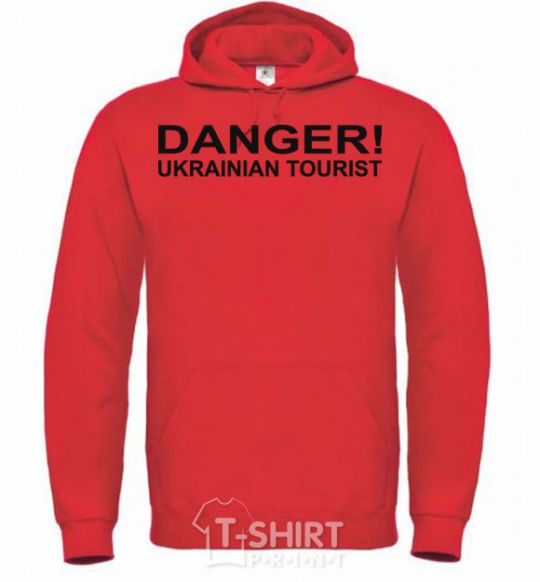 Men`s hoodie DANGER! UKRAINIAN TOURIST bright-red фото