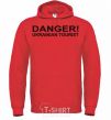 Men`s hoodie DANGER! UKRAINIAN TOURIST bright-red фото