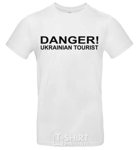 Men's T-Shirt DANGER! UKRAINIAN TOURIST White фото