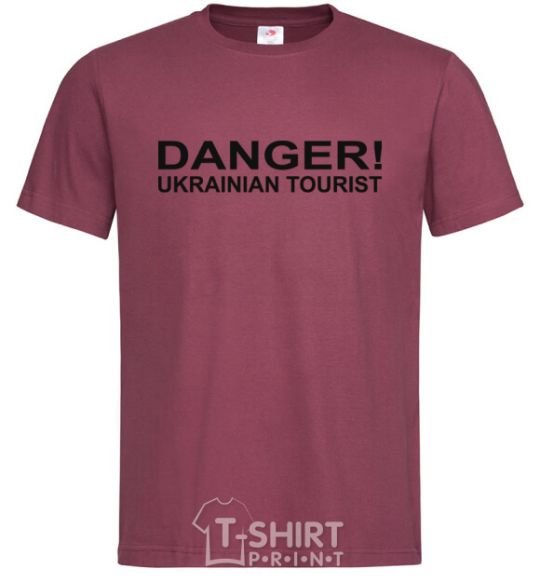 Men's T-Shirt DANGER! UKRAINIAN TOURIST burgundy фото
