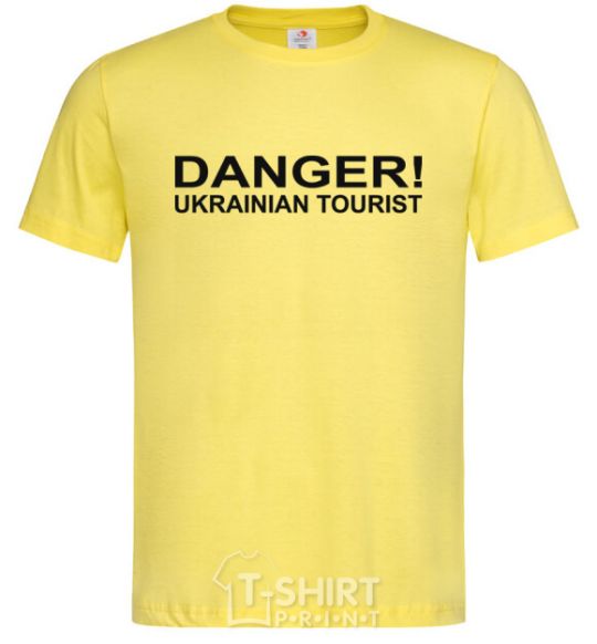 Men's T-Shirt DANGER! UKRAINIAN TOURIST cornsilk фото