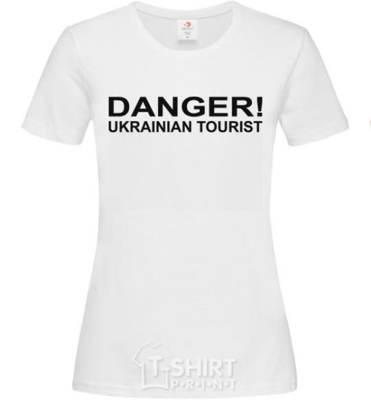Женская футболка DANGER! UKRAINIAN TOURIST Белый фото
