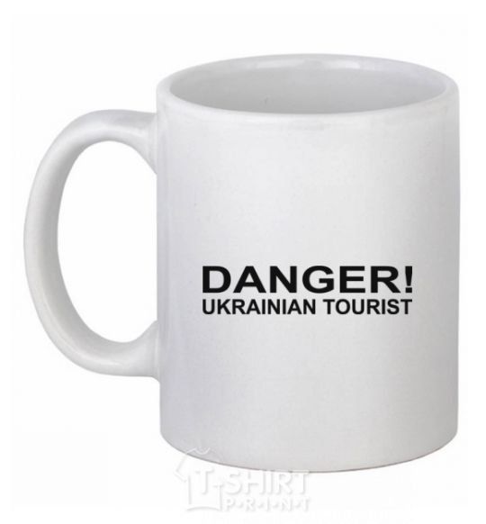 Ceramic mug DANGER! UKRAINIAN TOURIST White фото
