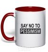 Mug with a colored handle SAY NO TO PESSIMISM red фото
