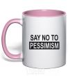 Mug with a colored handle SAY NO TO PESSIMISM light-pink фото