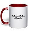 Mug with a colored handle TWO BEERS red фото