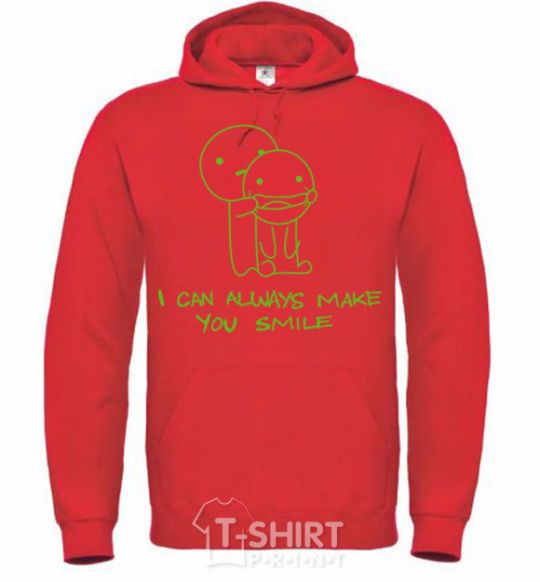 Men`s hoodie I CAN ALWAYS MAKE YOU SMILE bright-red фото
