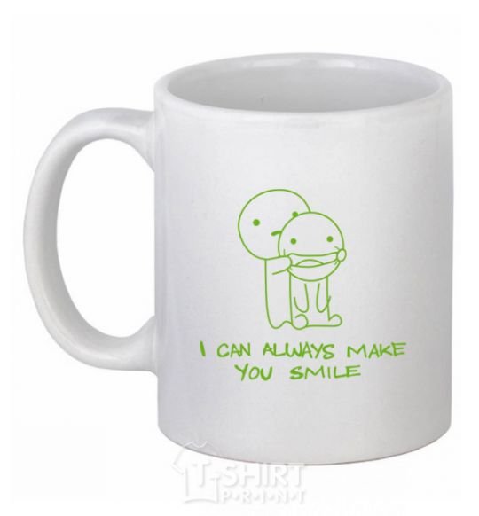 Ceramic mug I CAN ALWAYS MAKE YOU SMILE White фото