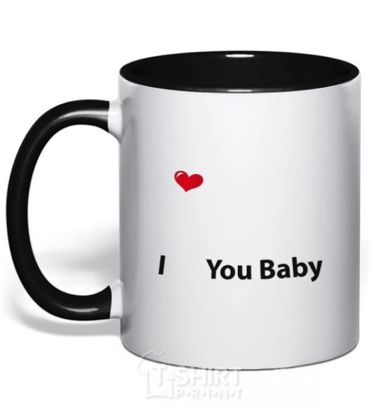 Mug with a colored handle I LOVE YOU BABY black фото