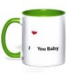 Mug with a colored handle I LOVE YOU BABY kelly-green фото