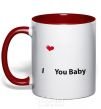 Mug with a colored handle I LOVE YOU BABY red фото