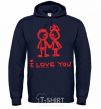 Men`s hoodie I LOVE YOU. RED COUPLE. navy-blue фото