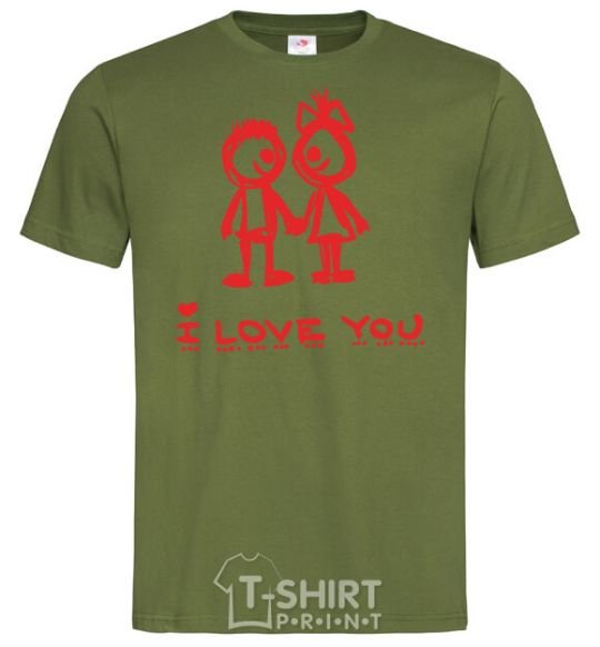 Men's T-Shirt I LOVE YOU. RED COUPLE. millennial-khaki фото