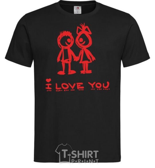 Men's T-Shirt I LOVE YOU. RED COUPLE. black фото