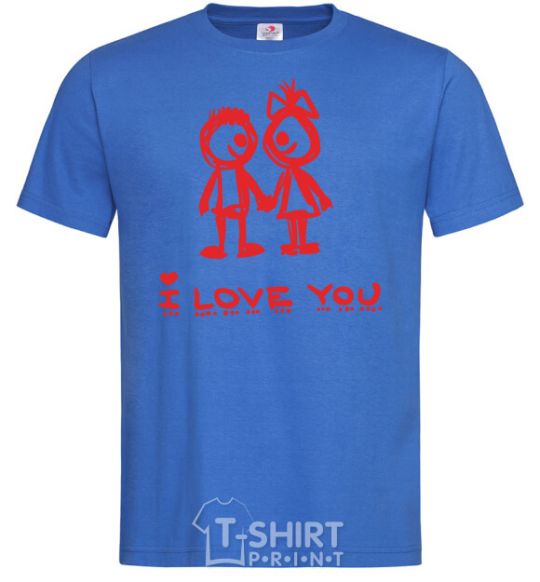 Men's T-Shirt I LOVE YOU. RED COUPLE. royal-blue фото
