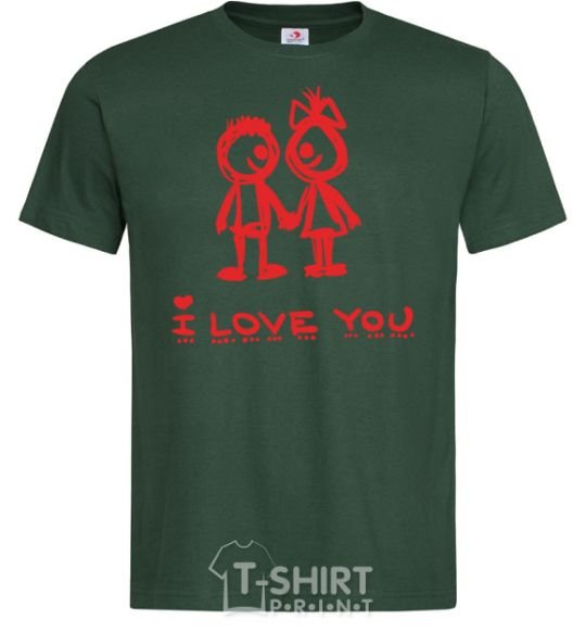 Men's T-Shirt I LOVE YOU. RED COUPLE. bottle-green фото