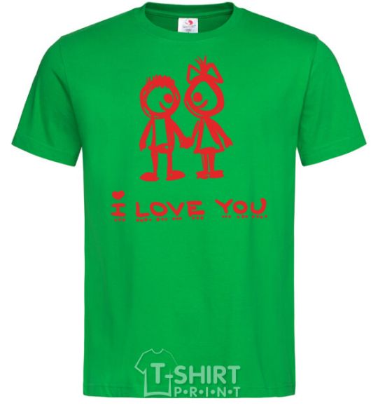 Men's T-Shirt I LOVE YOU. RED COUPLE. kelly-green фото
