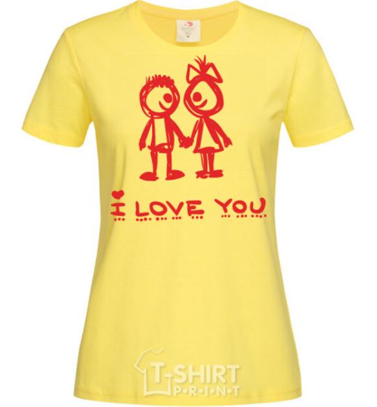 Women's T-shirt I LOVE YOU. RED COUPLE. cornsilk фото