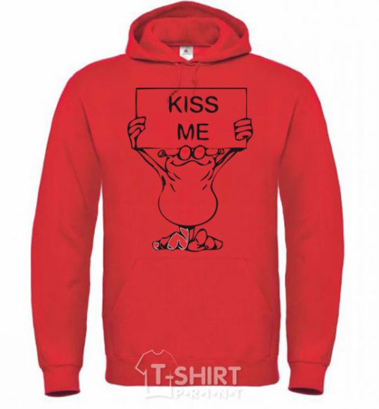 Men`s hoodie KISS ME bright-red фото