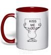 Mug with a colored handle KISS ME red фото