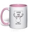 Mug with a colored handle KISS ME light-pink фото