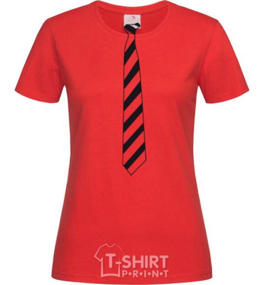 Women's T-shirt Striped tie red фото