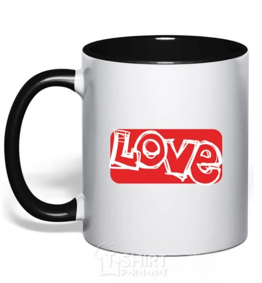 Mug with a colored handle DRAWN LOVE black фото