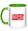 Mug with a colored handle DRAWN LOVE kelly-green фото