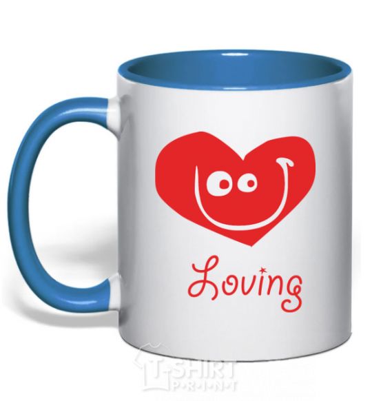 Mug with a colored handle LOVING SMILE royal-blue фото