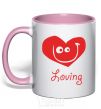 Mug with a colored handle LOVING SMILE light-pink фото