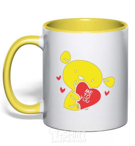 Mug with a colored handle ME TO YOU yellow фото