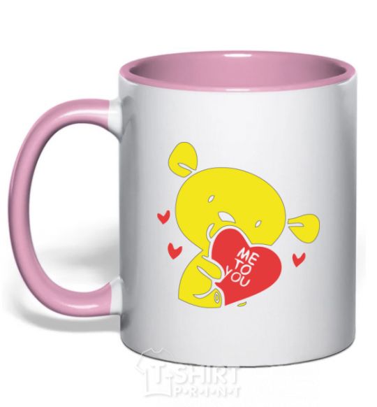 Mug with a colored handle ME TO YOU light-pink фото