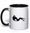 Mug with a colored handle GIRL black фото