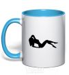 Mug with a colored handle GIRL sky-blue фото