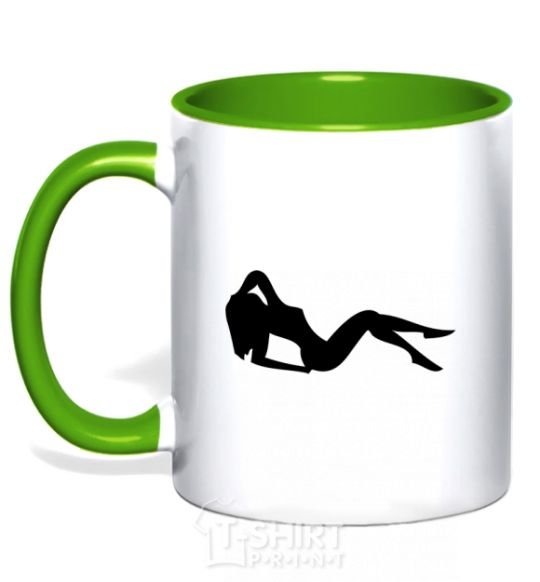 Mug with a colored handle GIRL kelly-green фото