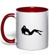 Mug with a colored handle GIRL red фото