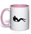 Mug with a colored handle GIRL light-pink фото