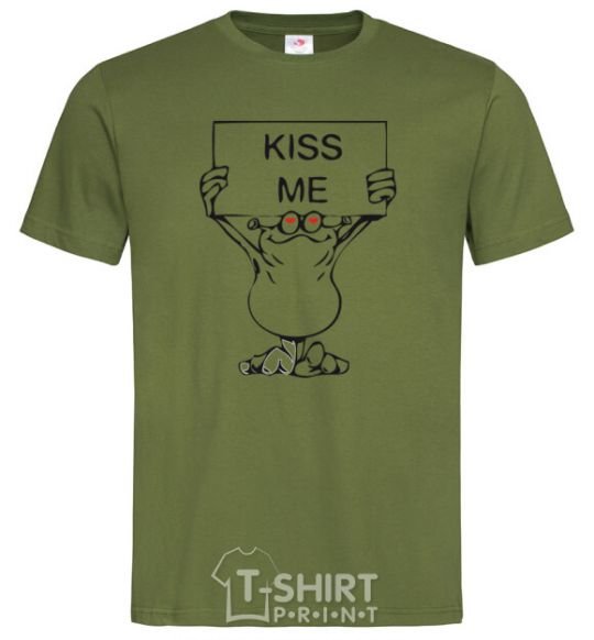 Мужская футболка KISS ME poster Оливковый фото
