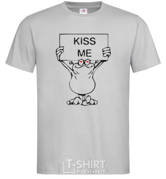 Men's T-Shirt KISS ME poster grey фото